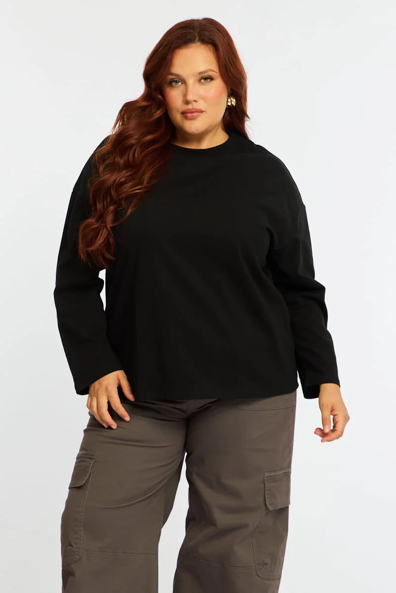 Black Relaxed T-shirt Long Sleeve - Image 2