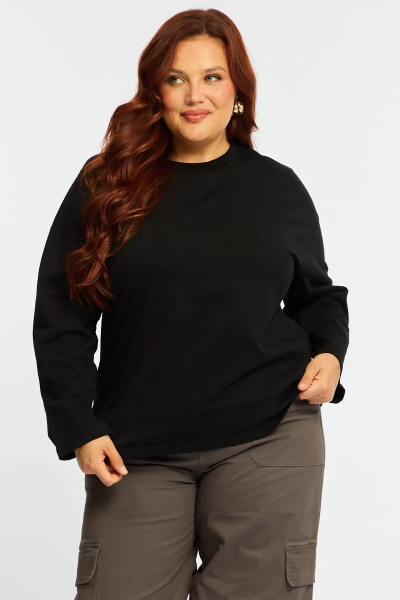 Black Relaxed T-shirt Long Sleeve - Image 4
