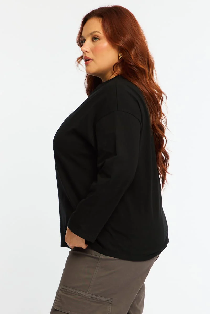 Black Relaxed T-shirt Long Sleeve - Image 5