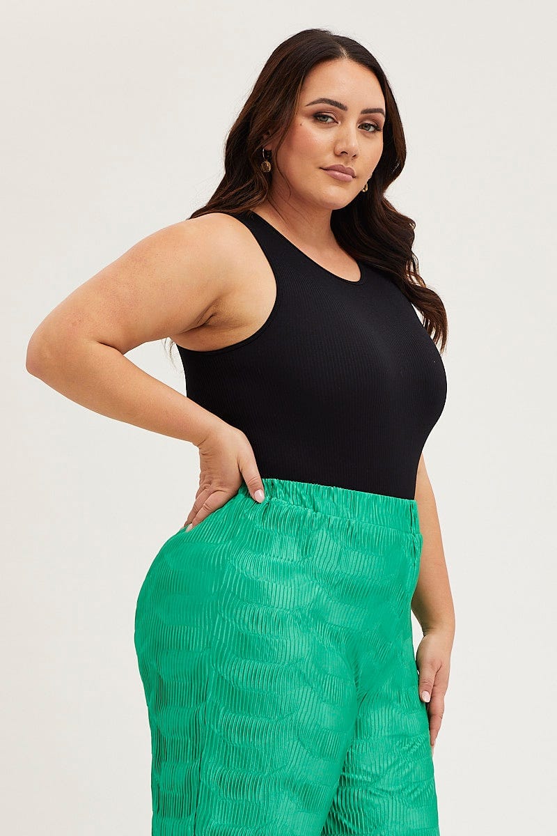 Black Rib Bodysuit Sleeveless Seamless - Image 4