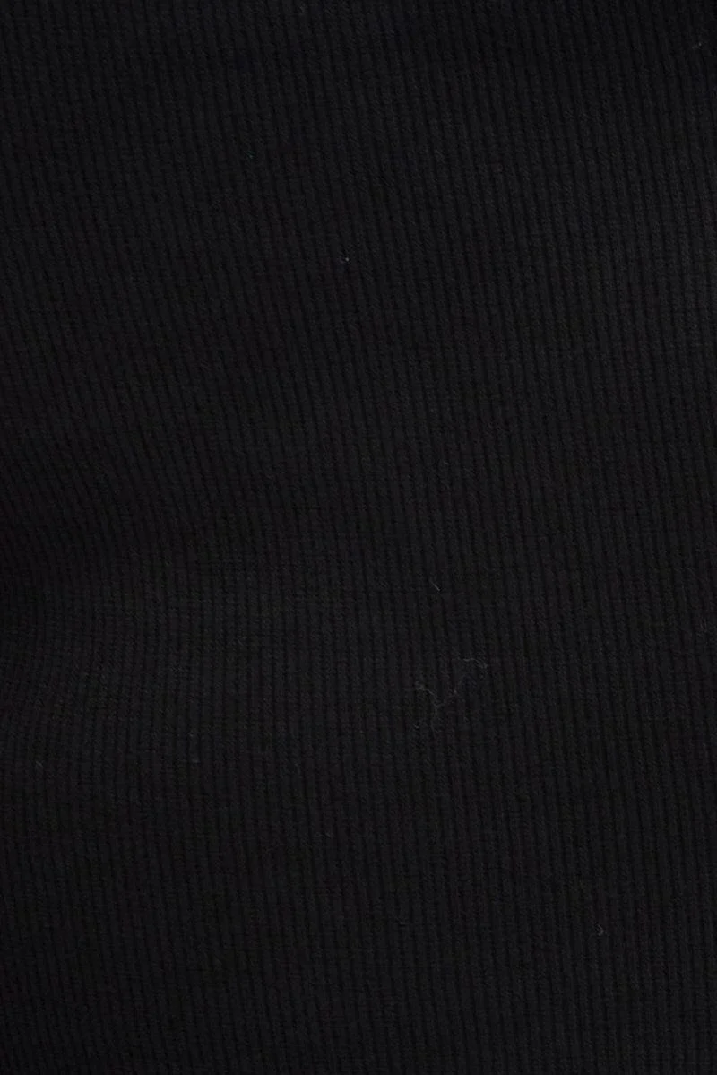 Black Rib Top Corset Style Long Sleeve Square Neck - Image 6