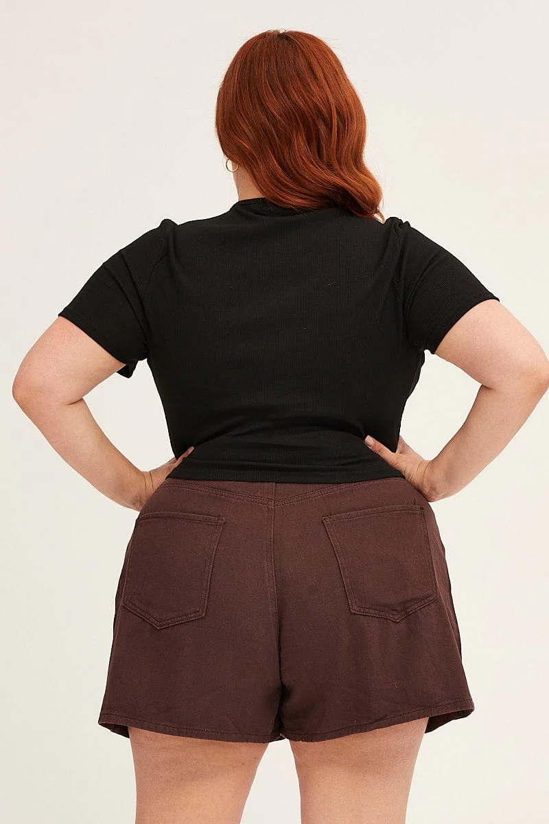 Black Rib Top Keyhole Short Sleeve Jersey - Image 5