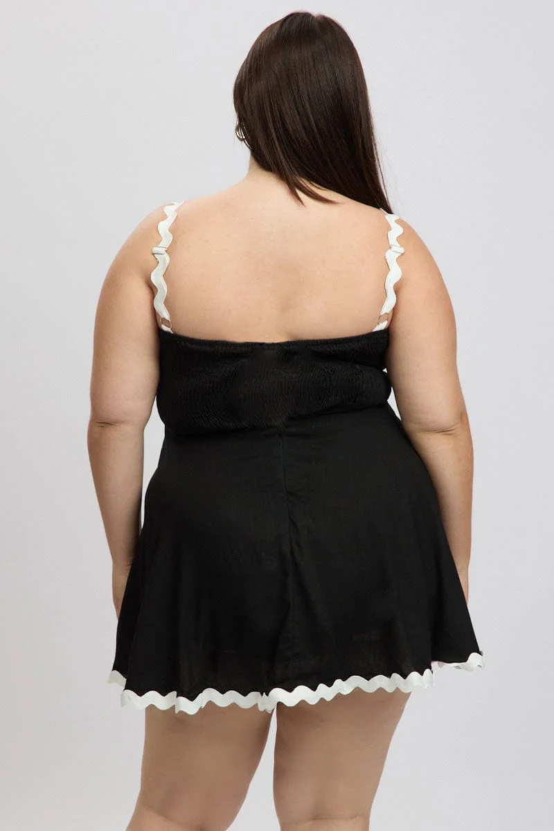 Black Ric Rac Trim Mini Dress - Image 5