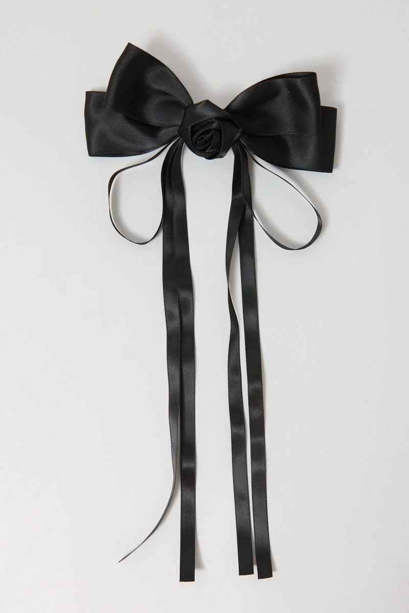 Black Rosette Hair Bow