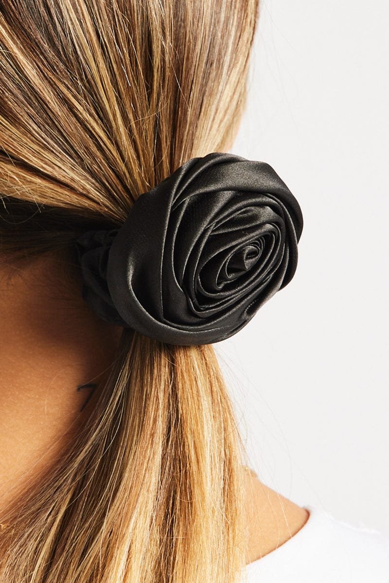 Black Rosette Scrunchie