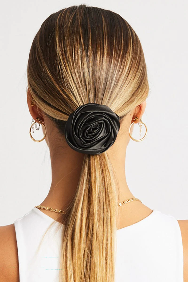 Black Rosette Scrunchie - Image 2