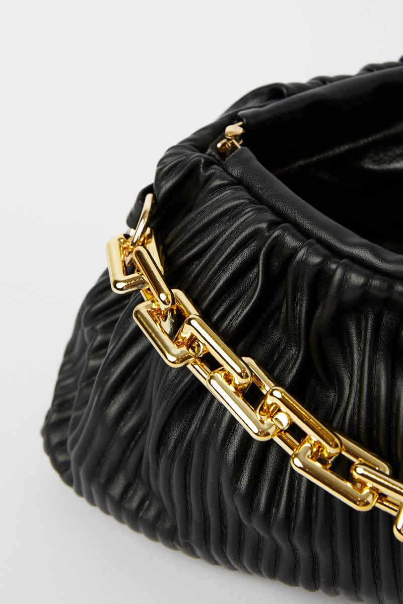 Black Ruched Crossbody Bag - Image 2
