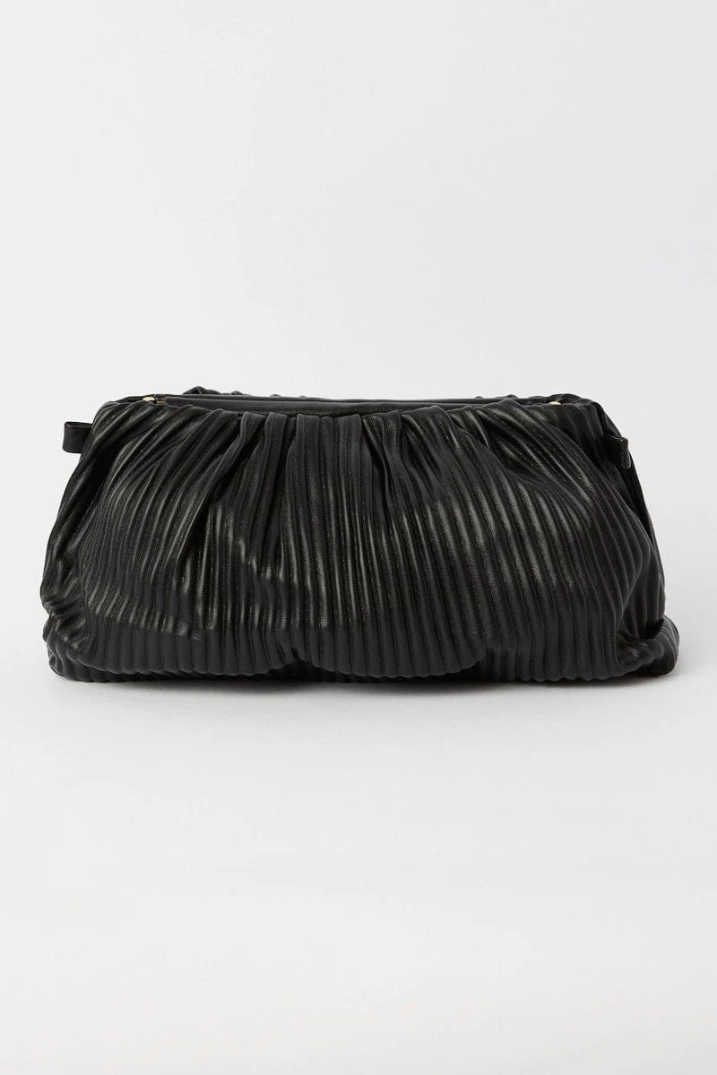 Black Ruched Crossbody Bag - Image 3