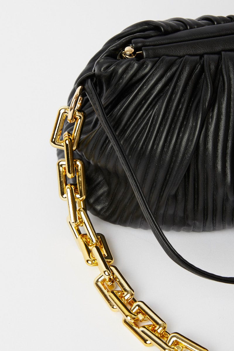 Black Ruched Crossbody Bag - Image 4