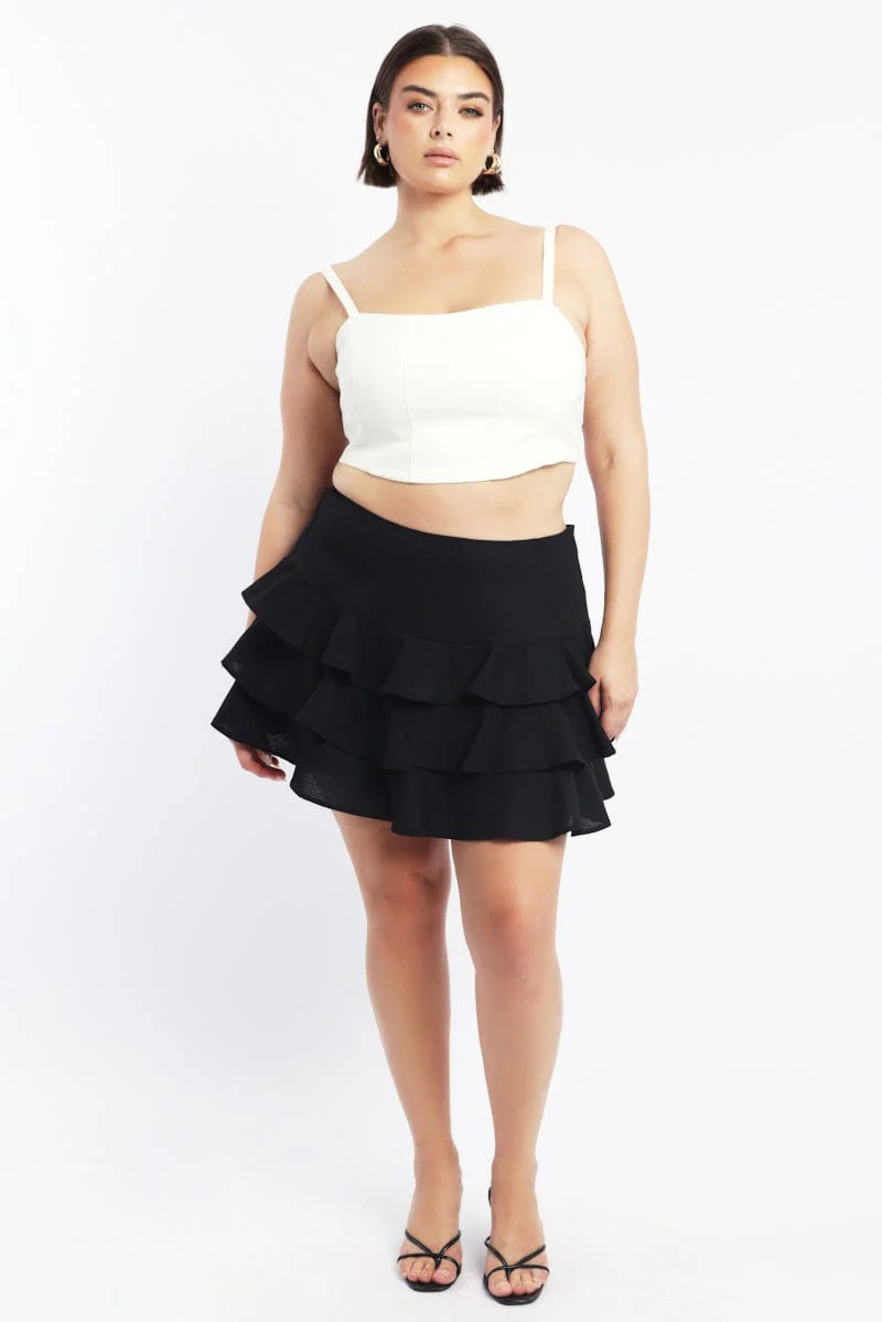 Black Ruffle Mini Skirt