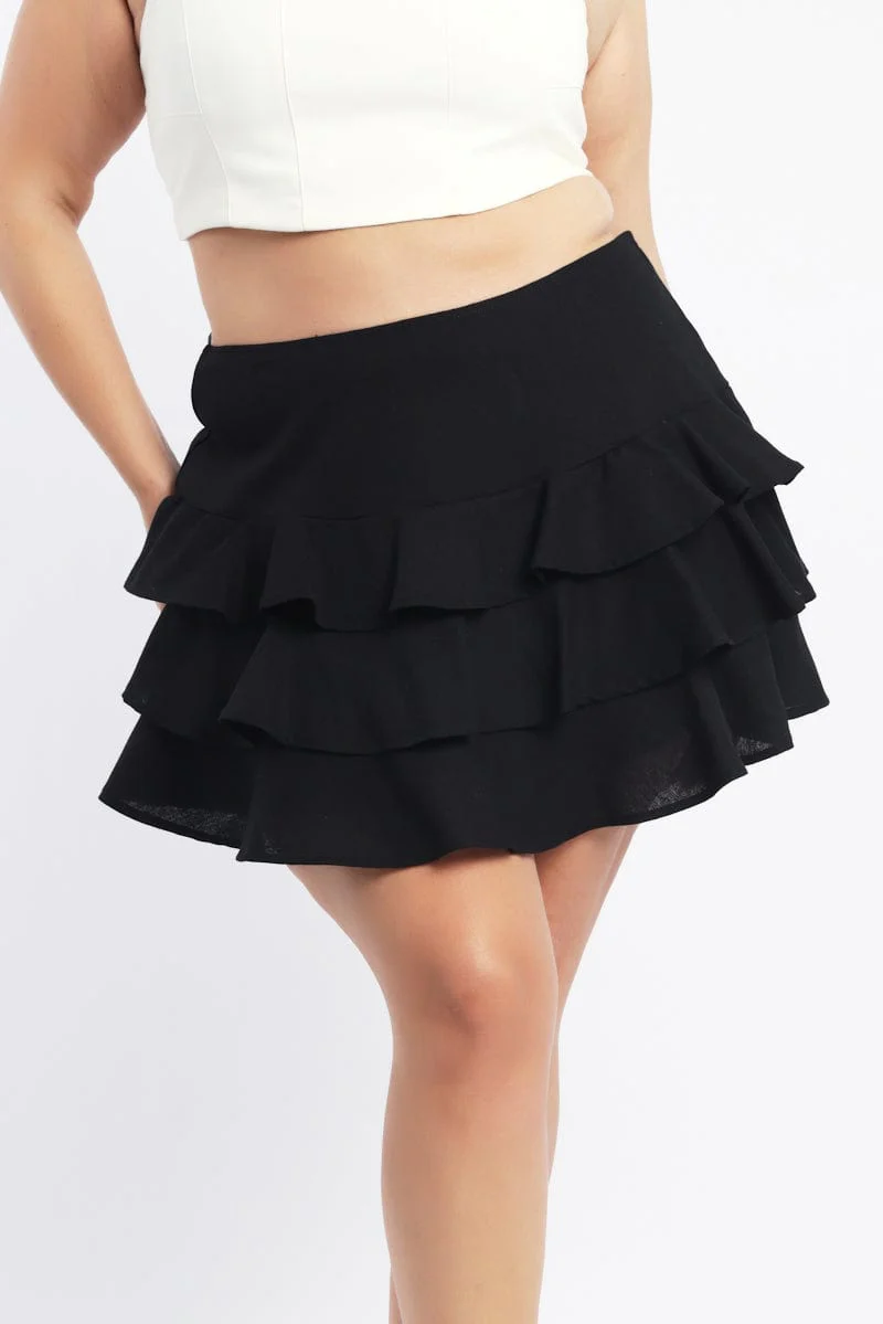 Black Ruffle Mini Skirt - Image 2