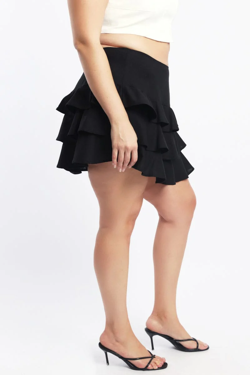 Black Ruffle Mini Skirt - Image 3
