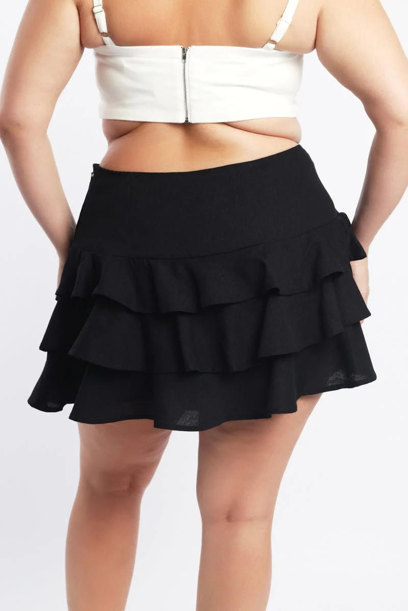 Black Ruffle Mini Skirt - Image 4