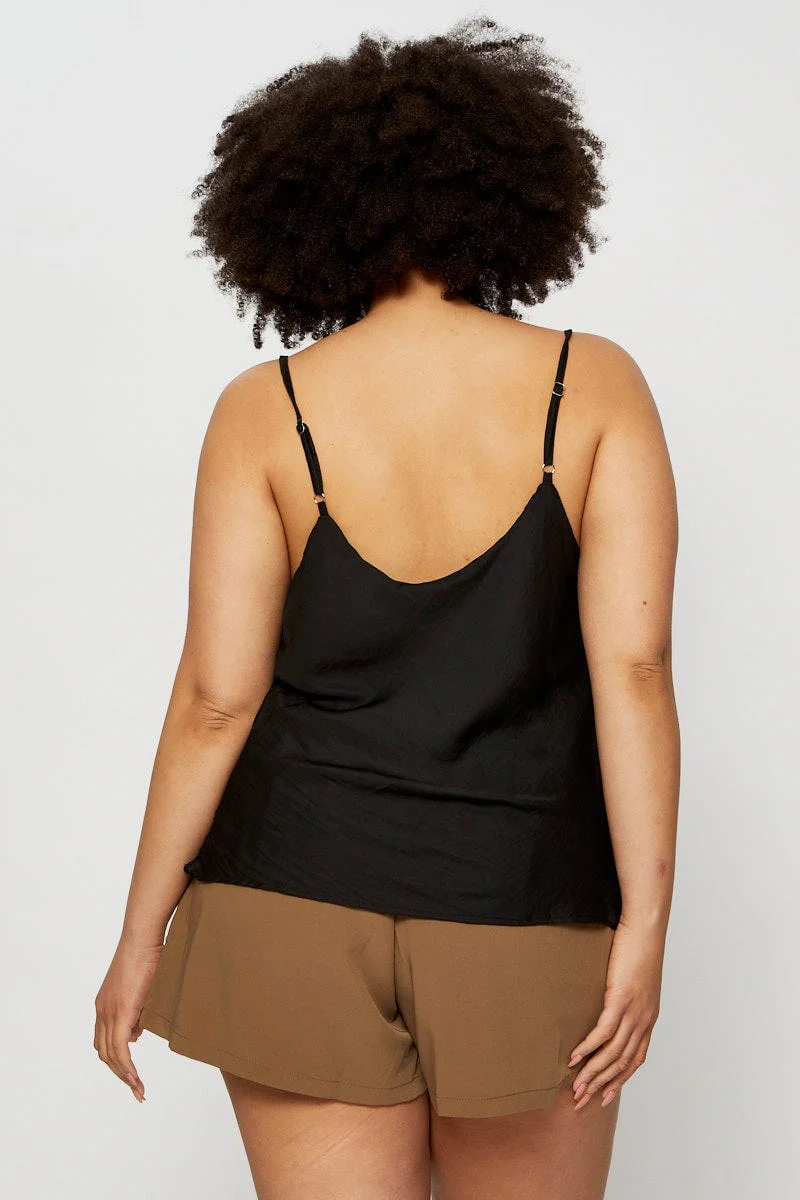 Black Satin Bodysuit Cowl Neck - Image 5