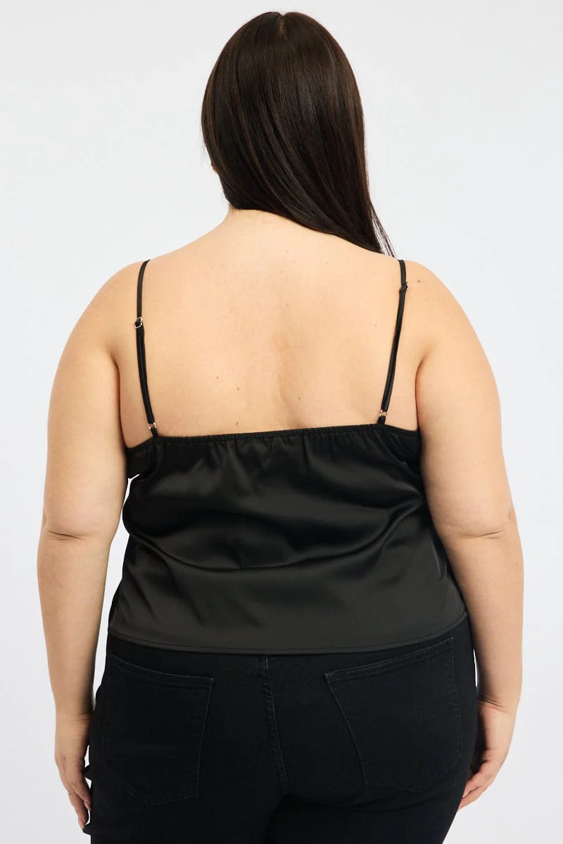 Black Satin Cami Top - Image 4