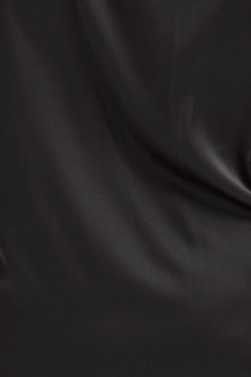 Black Satin Contrast Piping Pj Pyjama Set - Image 6
