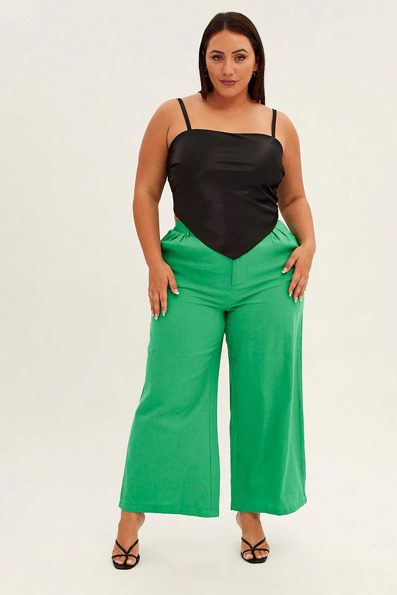 Black Scarf Top Sleeveless Crop Satin - Image 2