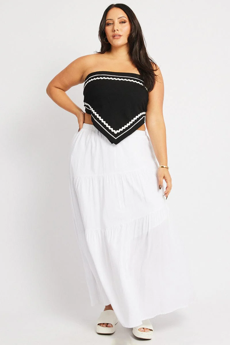 Black Scarf Top Strapless Ric Rac Linen Blend - Image 2