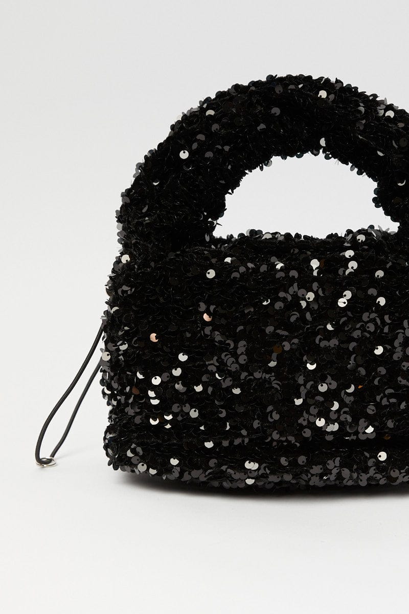 Black Sequin Detail Hand Bag - Image 2