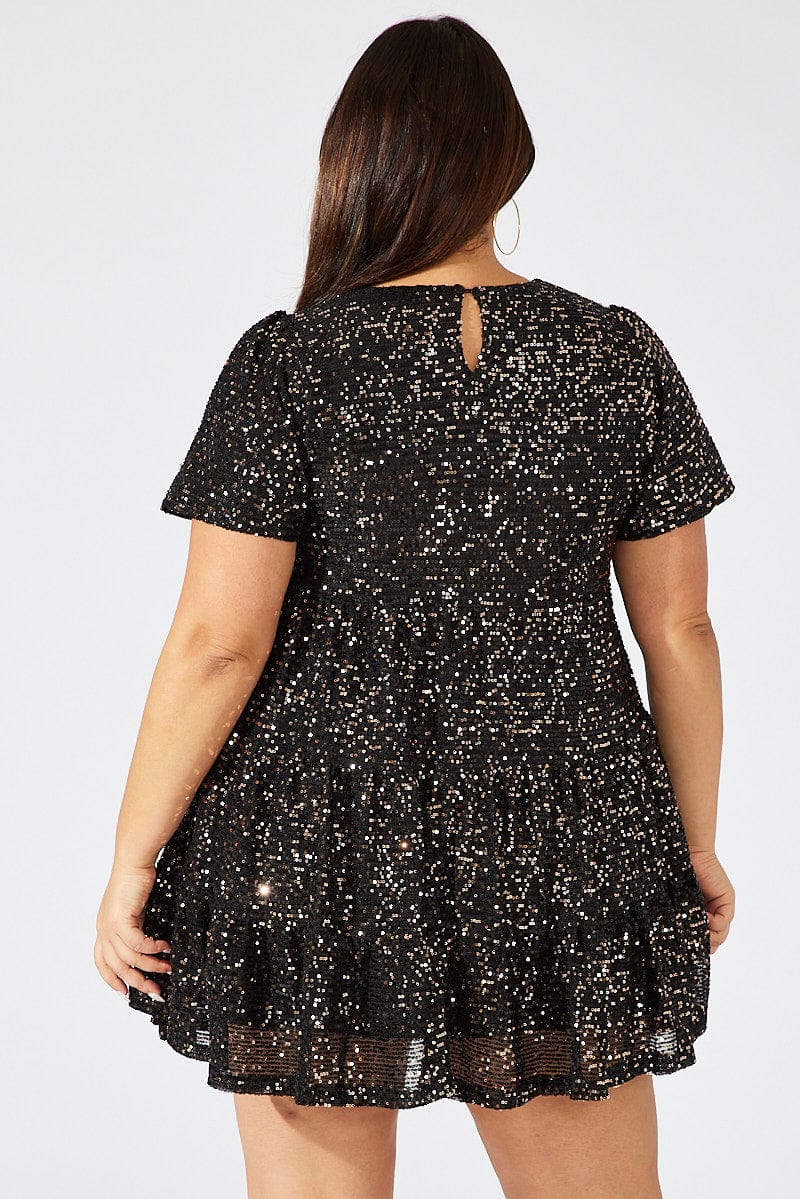 Black Sequin Swing Dress - Image 5