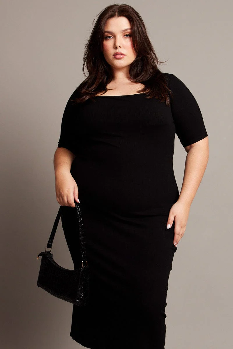 Black Shaper Dress Short Sleeve Bodycon - Image 2