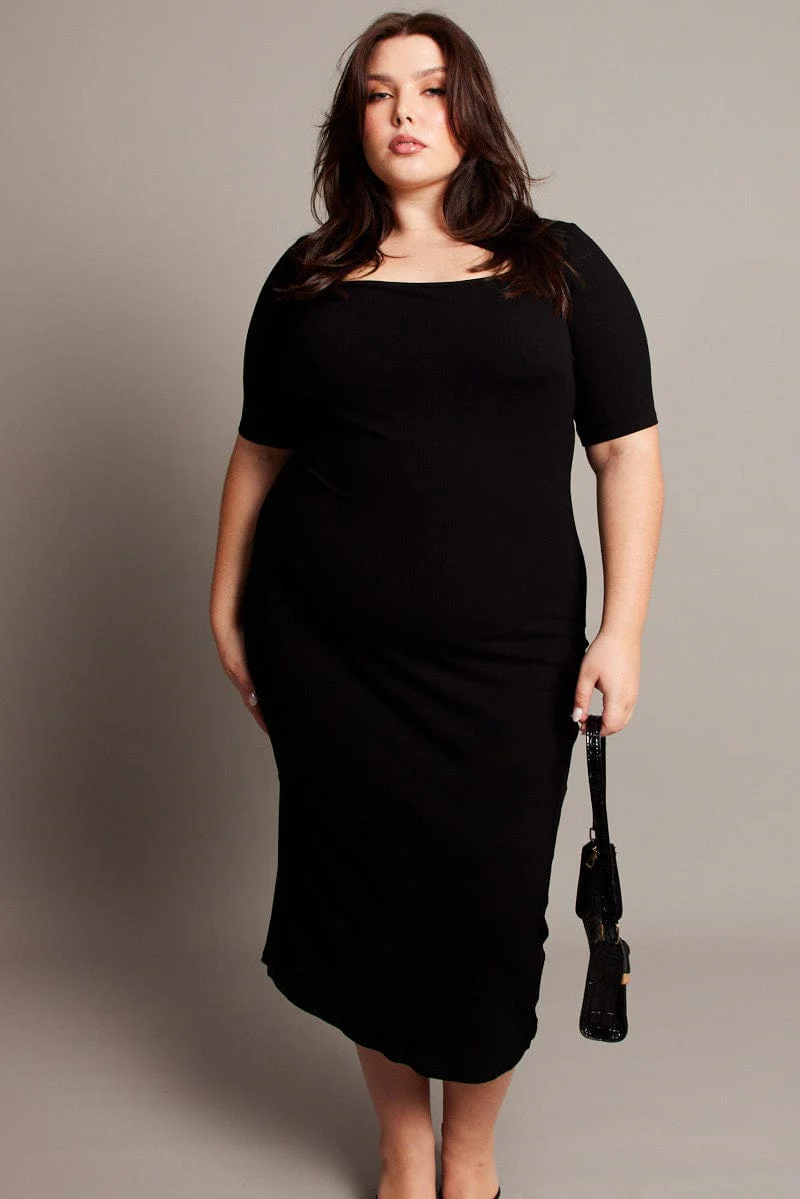 Black Shaper Dress Short Sleeve Bodycon - Image 3