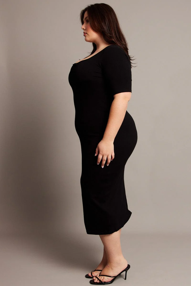 Black Shaper Dress Short Sleeve Bodycon - Image 4