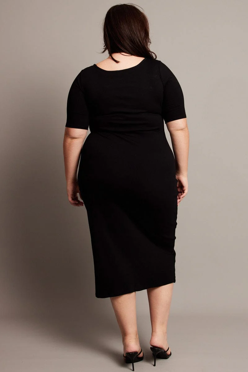 Black Shaper Dress Short Sleeve Bodycon - Image 5