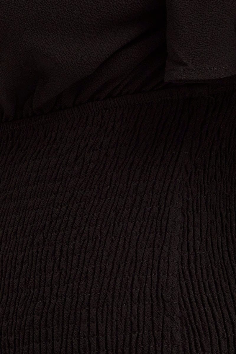 Black Shirred Bodysuit Short Sleeve Cut Out - Image 6