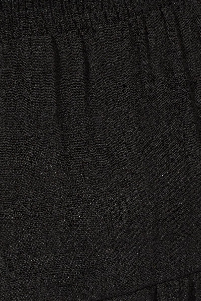 Black Shirred Waist Tie Maxi Skirt - Image 6