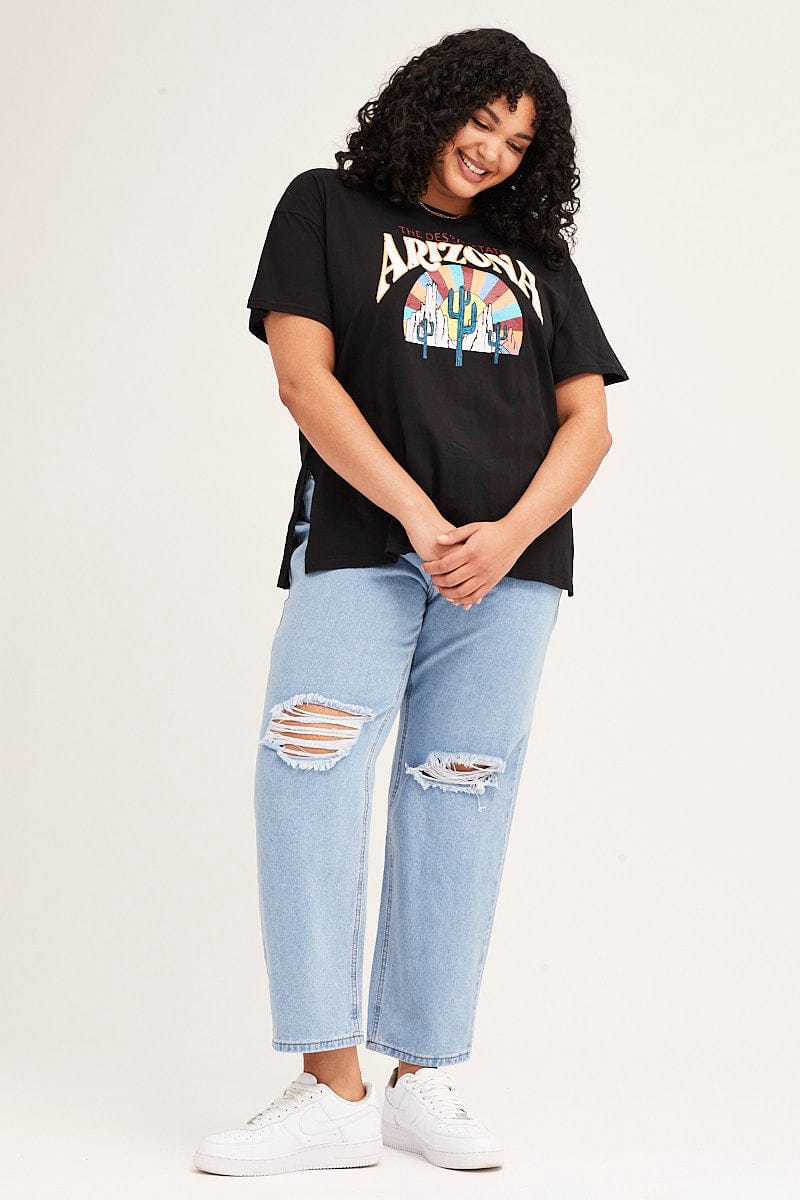 Black Short Sleeve Arizona Oversized T-shirt - Image 2