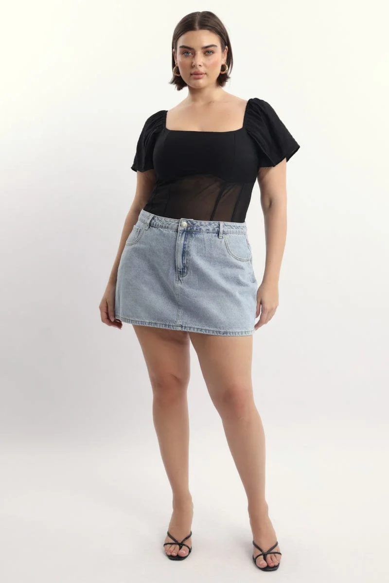 Black Short Sleeve Bodysuit - Image 2