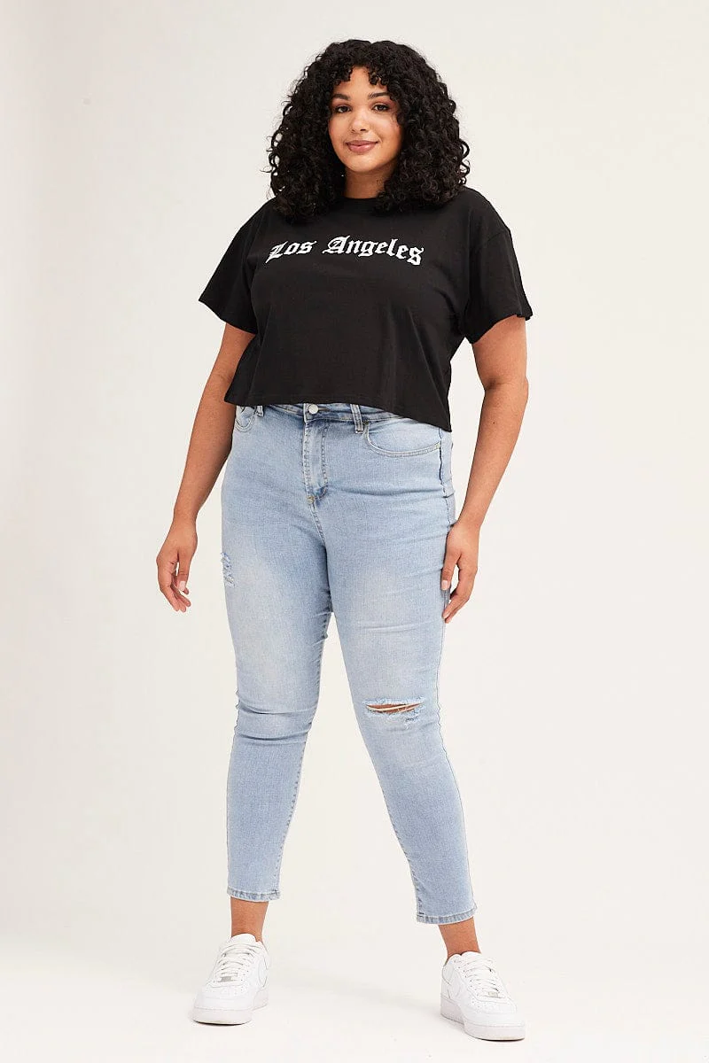 Black Short Sleeve Gothic Crop T-shirt - Image 2