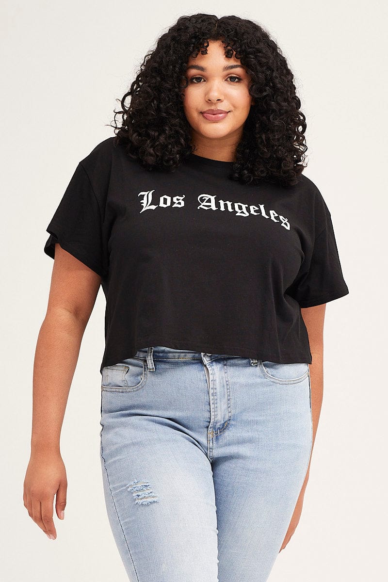 Black Short Sleeve Gothic Crop T-shirt - Image 3