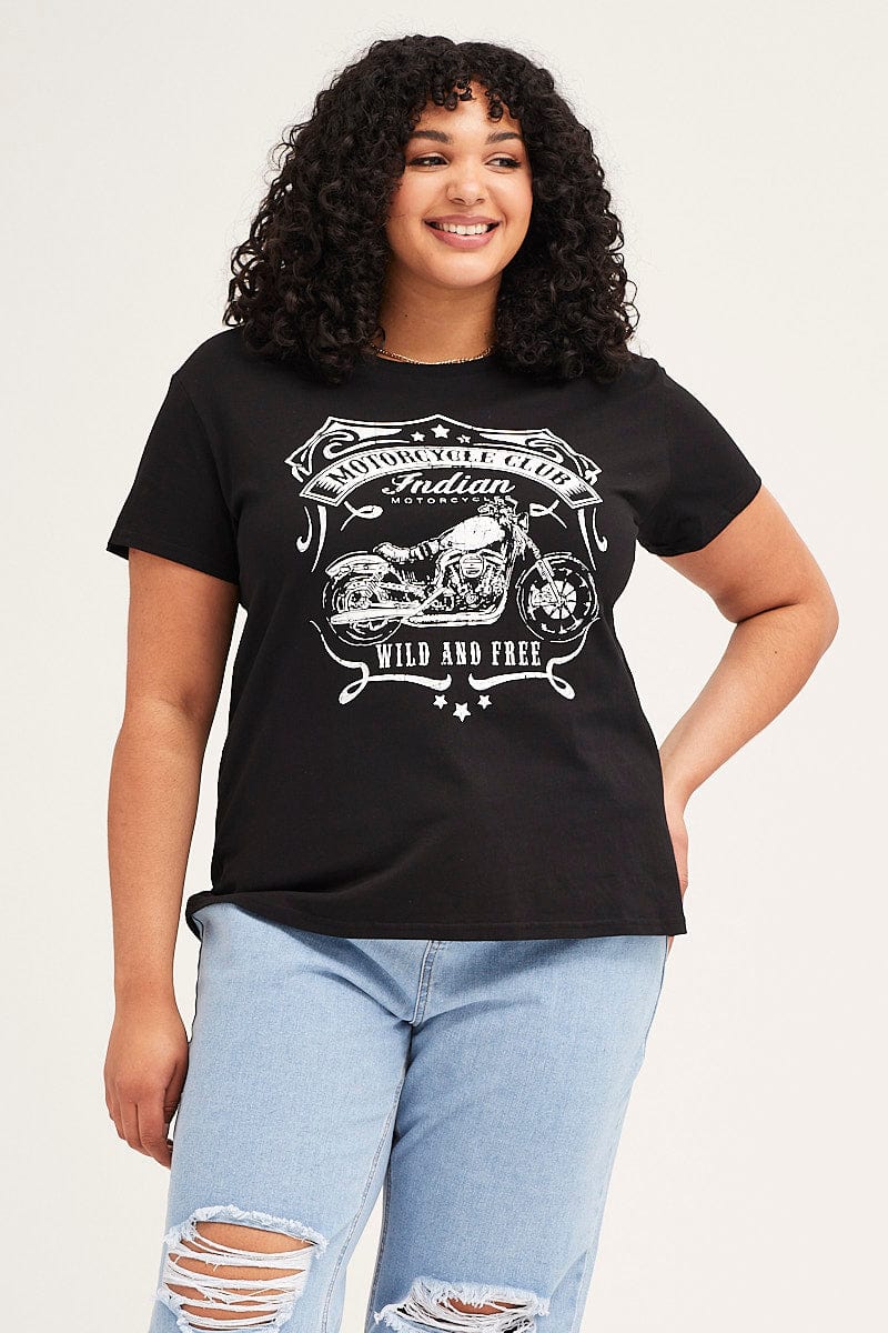 Black Short Sleeve Graphic Regular T-shirt - Image 3