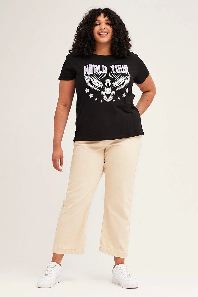 Black Short Sleeve Graphic T-shirt - Image 2