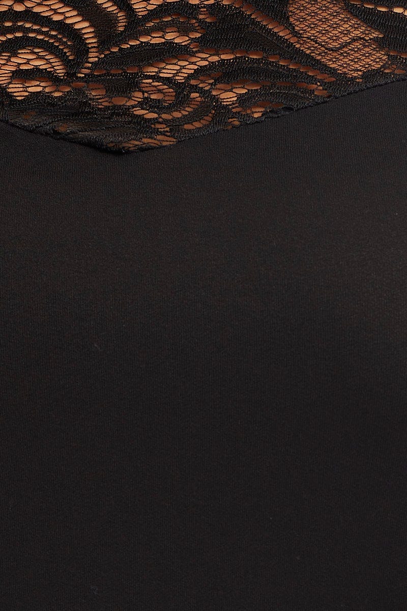 Black Short Sleeve Lace Trim Top - Image 6