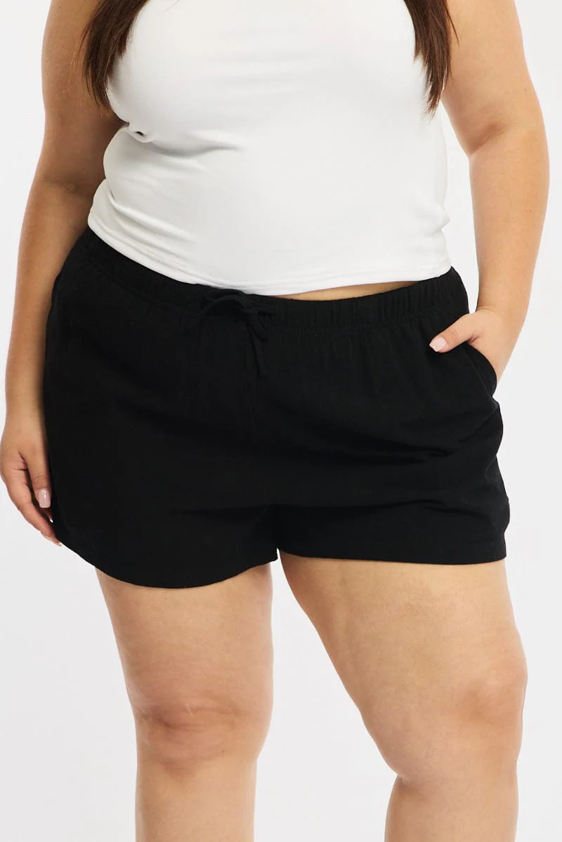 Black Shorts Elastic Waist - Image 2