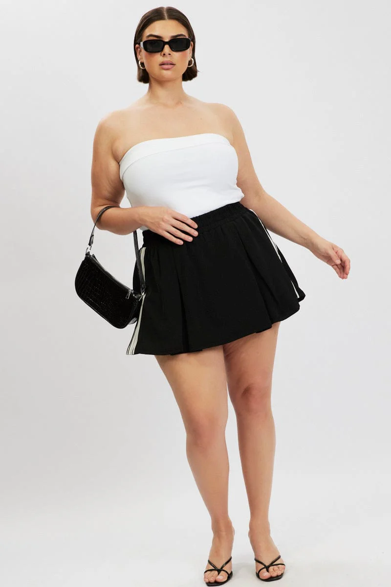 Black Side Stripe Mini Skort Skirt - Image 3