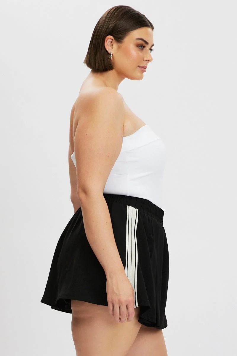Black Side Stripe Mini Skort Skirt - Image 4