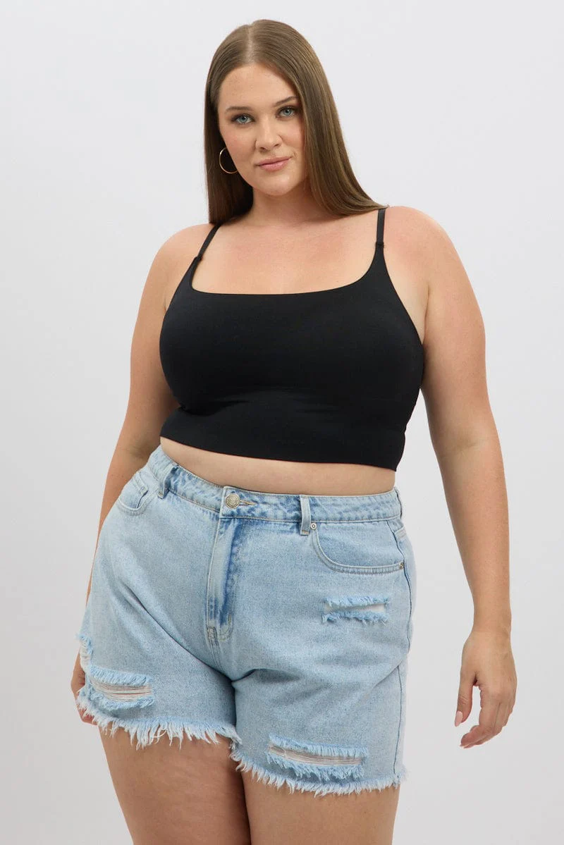 Black Singlet Round Neck Seamless - Image 3