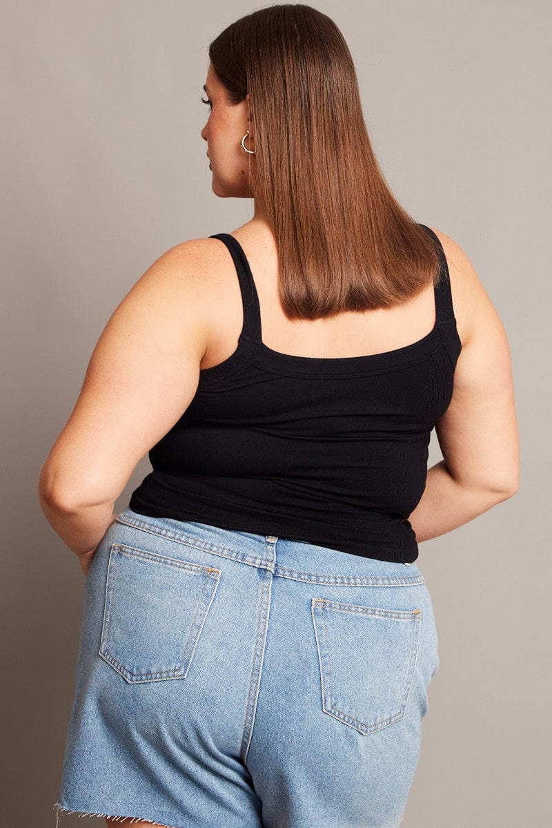Black Singlet Skinny Fit Round Neck - Image 5