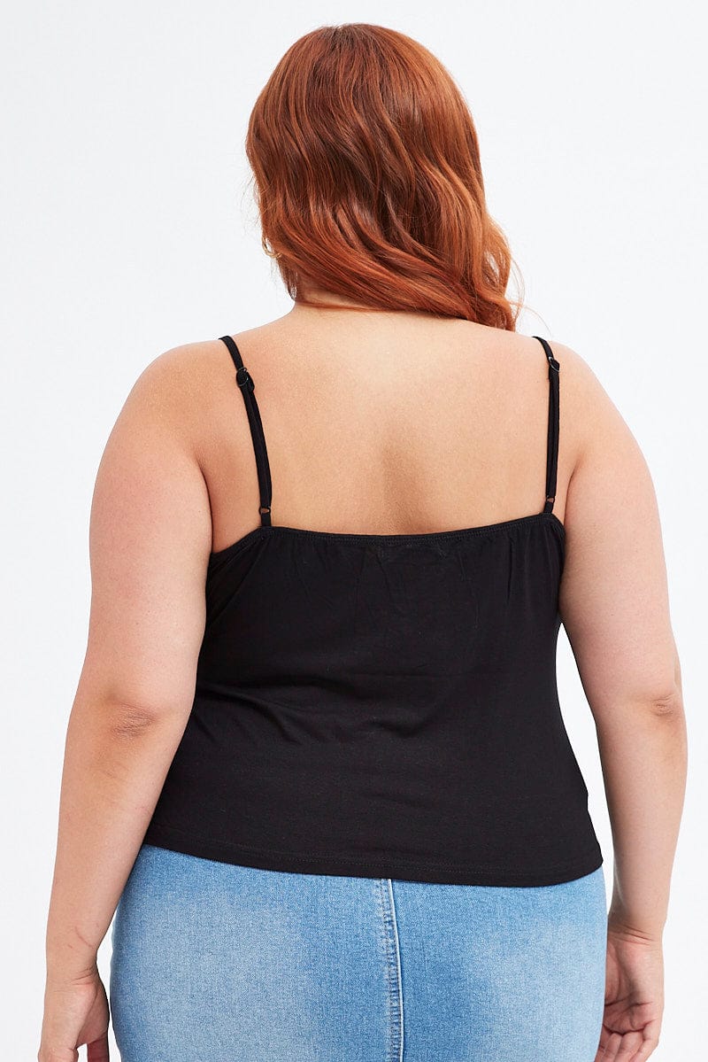 Black Singlet Top Lace Trim - Image 5