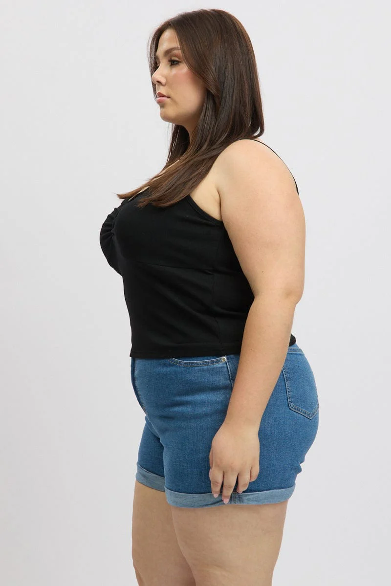 Black Singlet Top Rib Jersey - Image 4