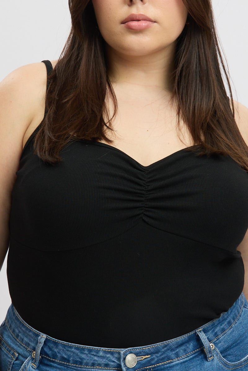 Black Singlet Top Rib Jersey - Image 6