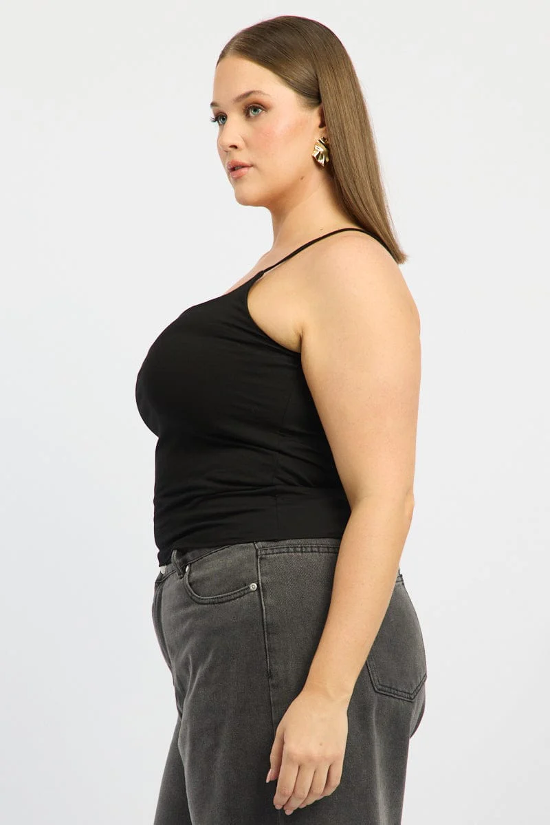 Black Singlet Top Scoop Neck - Image 3