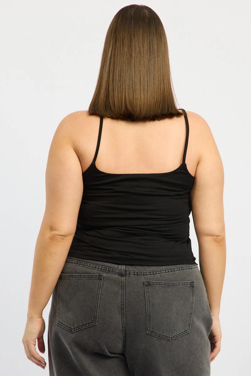Black Singlet Top Scoop Neck - Image 4