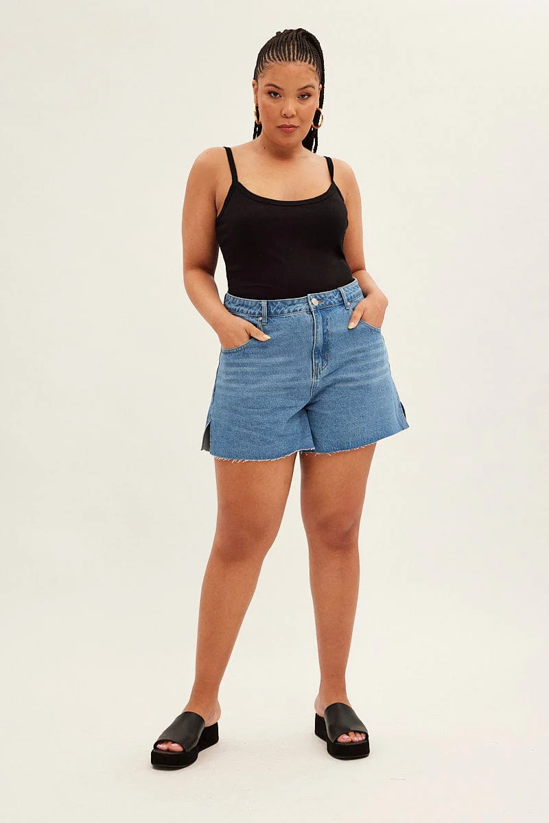 Black Singlet Top Scoop Neck - Image 2