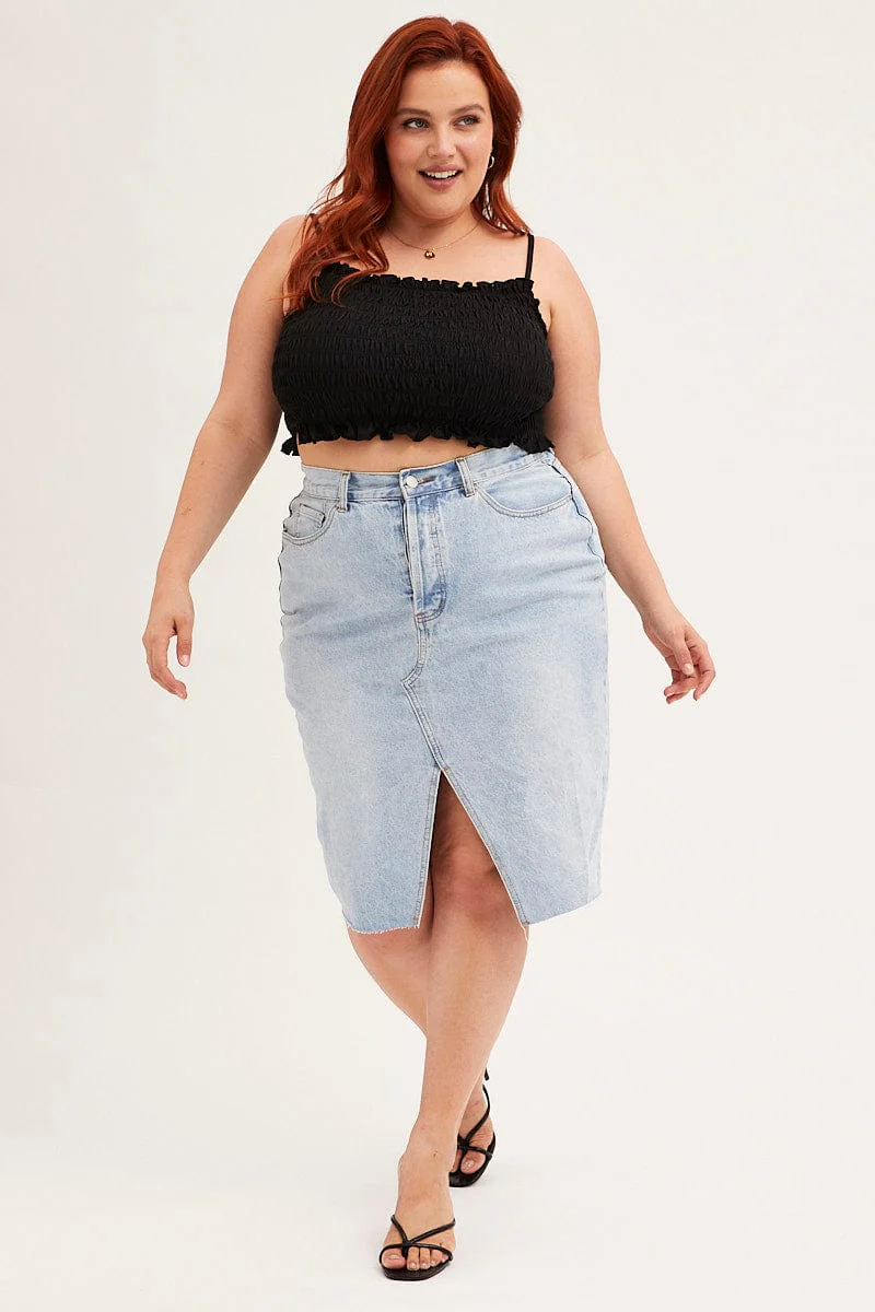 Black Singlet Top Square Neck - Image 2