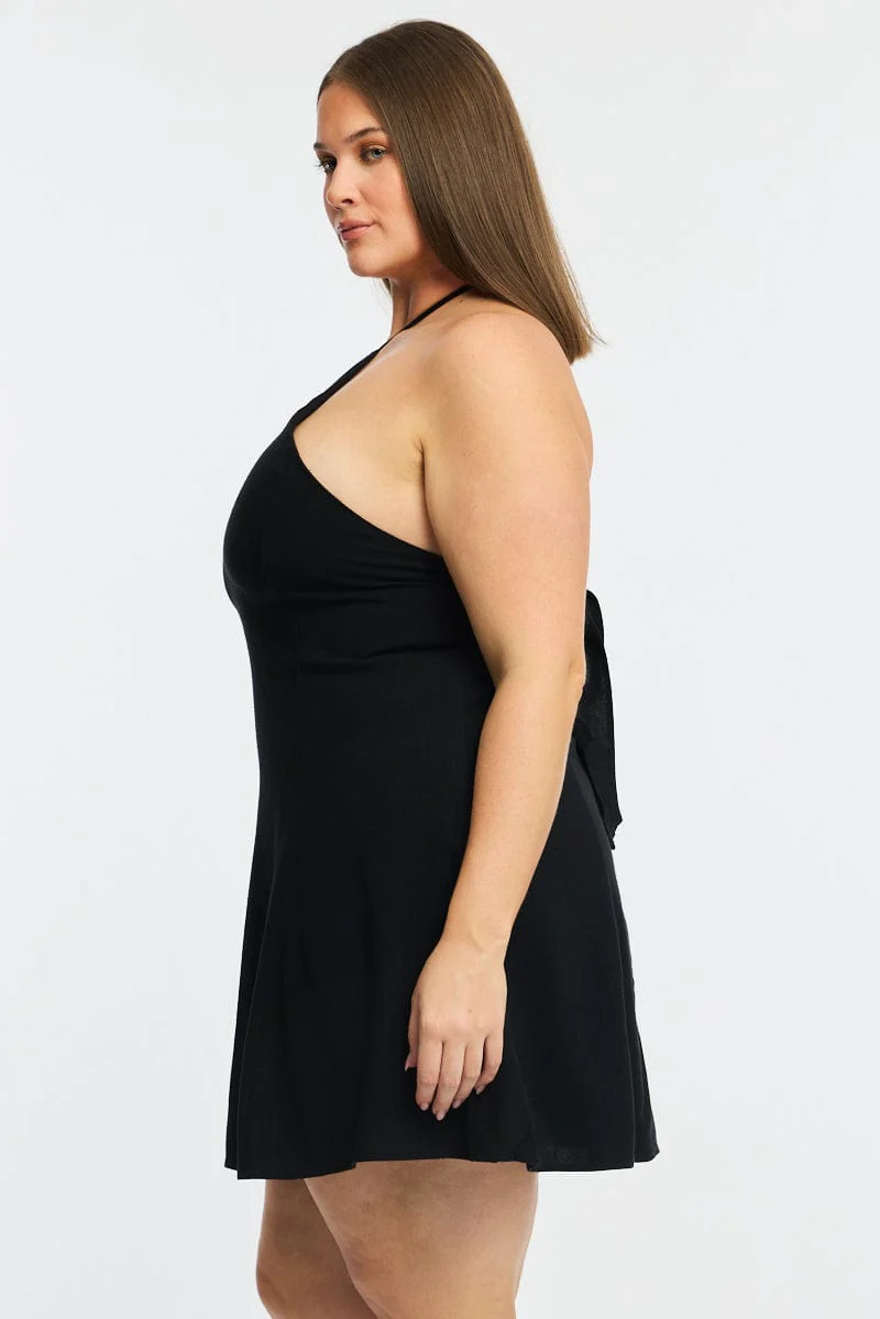 Black Skater Dress Halter Neck - Image 3